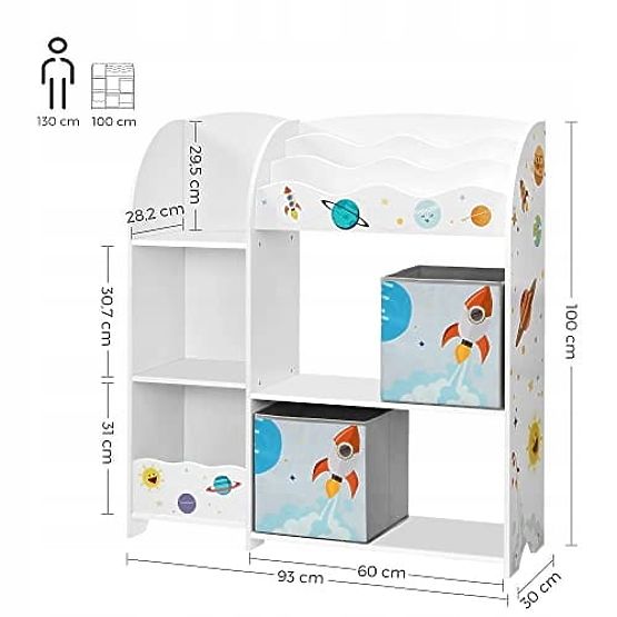 Regál na hračky skříňka pro děti 5 polic 2 úložné boxy přihrádky na knihy