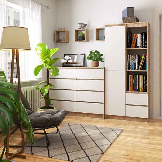 REGÁL R11 R80 1D 2SZ CLP PK SONOMA / BÍLÁ
