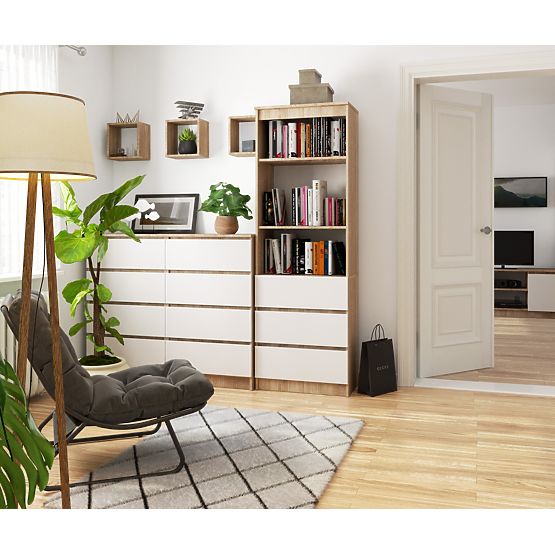 REGÁL R60 3SZ 2P CLP PK SONOMA / BÍLÁ