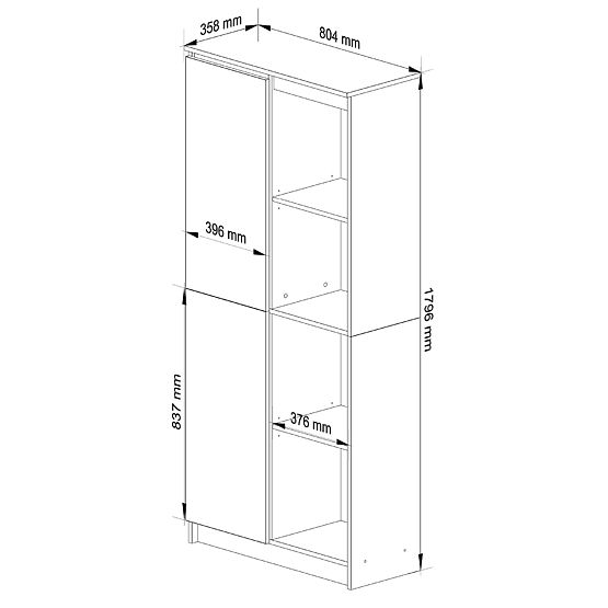 REGÁL R80 1D 4P CLP DUB SONOMA / BÍLÁ