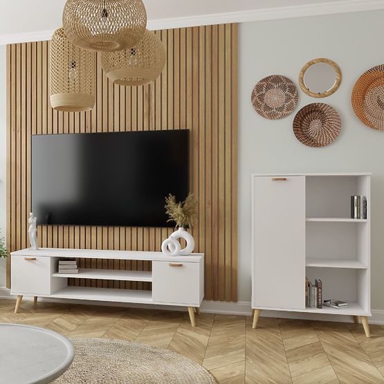 Regál skříň Fondi bílá, skandinávská