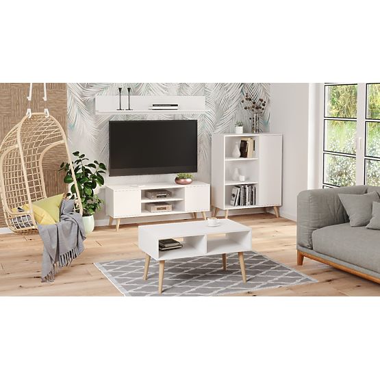 Regál skříň Fondi bílý, skandinávský