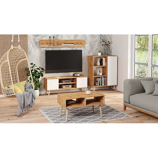 Regál skříň Fondi dub craft zlatý - bílý, skandinávský