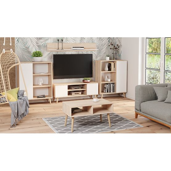 Regál skříň Fondi dub sonoma - bílá, skandinávská