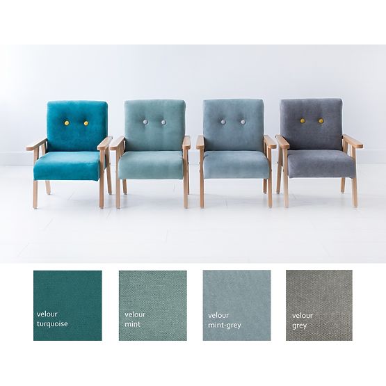 Retro dětské křesílko Velur - mátová