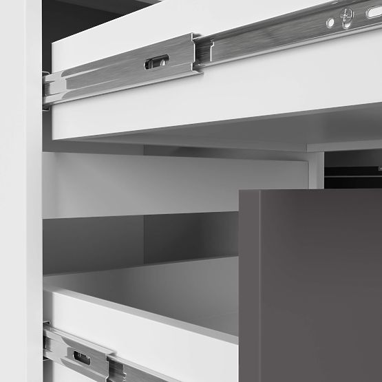 ROHOVÝ PSACÍ STŮL B20 CLP LEVOSTRANNÝ PK BÍLÝ / ŠEDÝ