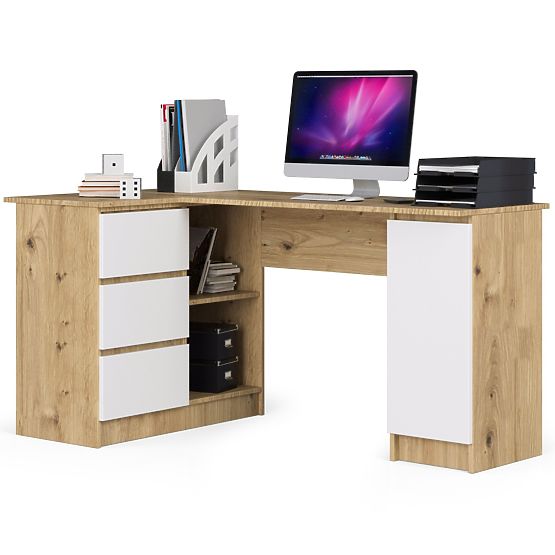 ROHOVÝ PSACÍ STŮL B20 CLP LEVOSTRANNÝ PK DUB ARTISAN / BÍLÝ