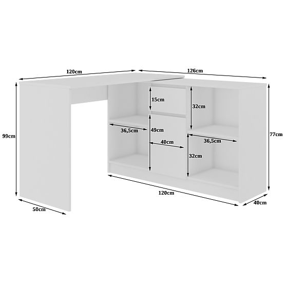 ROHOVÝ PSACÍ STŮL - SET B-17 KOMODA A PSACÍ STŮL PK BÍLÝ