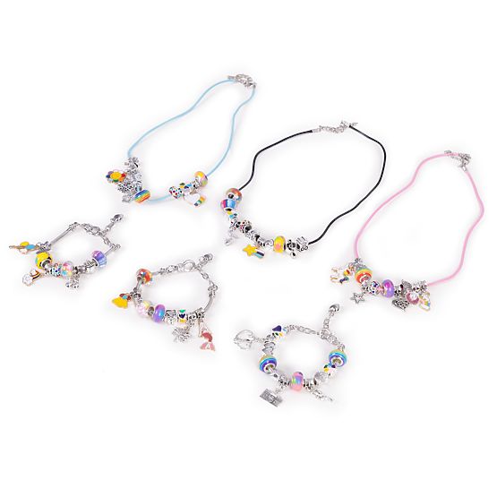 Sada na výrobu náramků, náhrdelníků, přívěsků, korálků 66 prvků + organizér a taška