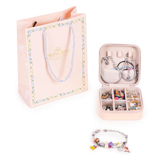 Sada na výrobu náramků, náhrdelníků, přívěsků, korálků 66 prvků + organizér a taška