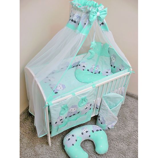 Sada povlečení do postýlky 135x100 cm Beránek mátová