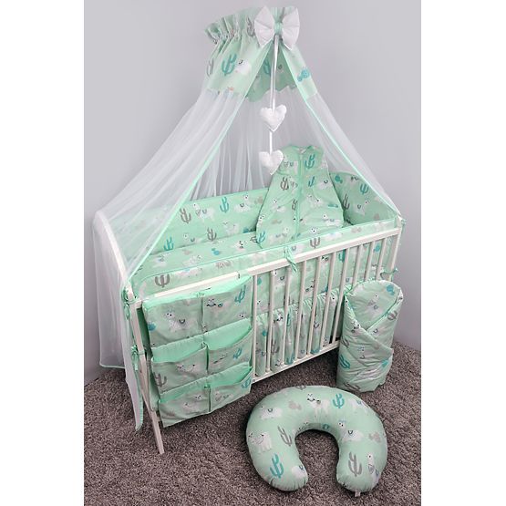  Sada povlečení do postýlky 135x100 cm Lama - mátová