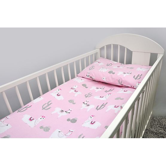  Sada povlečení do postýlky 135x100 cm Lama - růžová