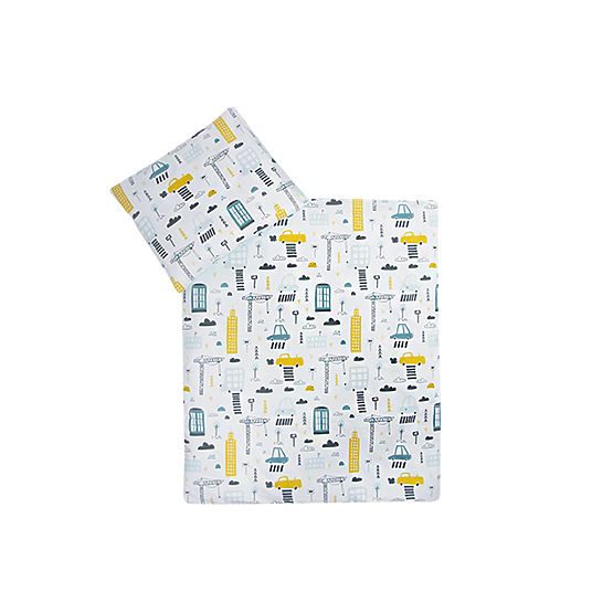 Sada povlečení do postýlky 135x100 cm Město - tyrkysová