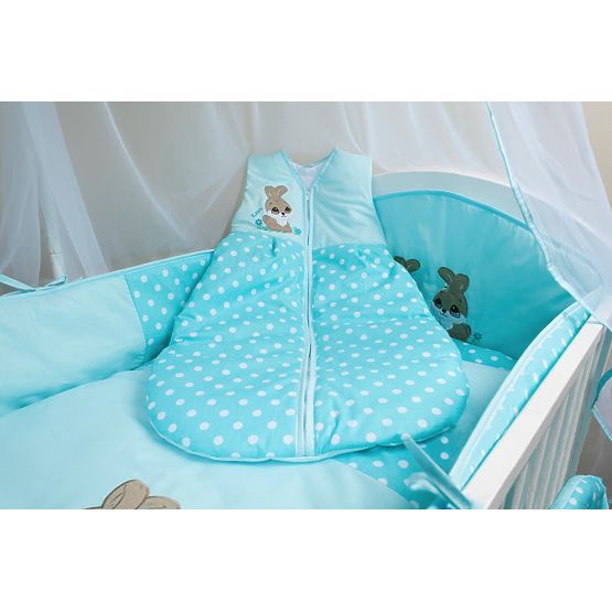 Sada povlečení do postýlky 135x100cm Rabbit tyrkysová