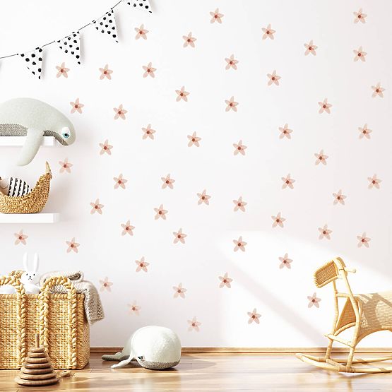 Sada samolepek na zeď - Růžové pomněnky 23ks