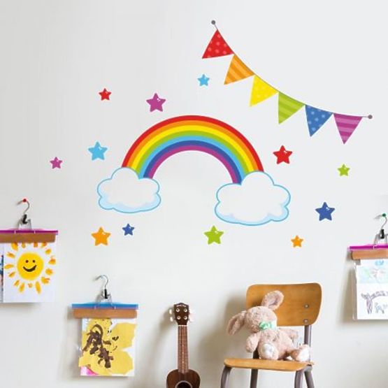 Samolepka na zeď - Duha a hvězdy