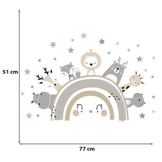 Samolepky na zeď - Duha se zvířátky