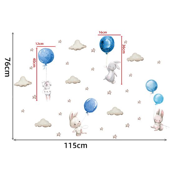 Samolepky na zeď - Králíček s balónky
