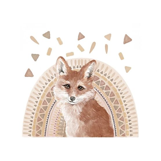 Samolepky na zeď - liška na duhovém pozadí