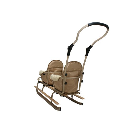 Sáňky pro dvojčata Duo - šedá barva sedátka