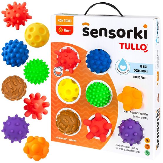 Senzorické míčky Tullo - 8 míčků bez otvorů