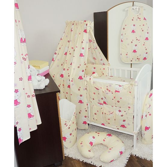 Set - baldachýn s mašlí + zavinovačka - Hello Kitty krémová