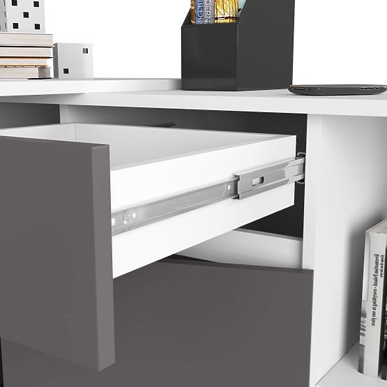 SET CLP B-17 KOMODA + PSACÍ STŮL PK BÍLÁ / ŠEDÁ