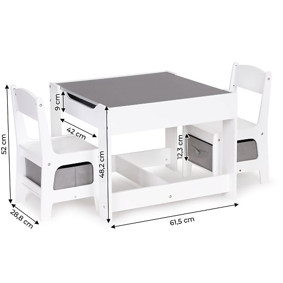 Set dětského stolečku a 2 židle šedá
