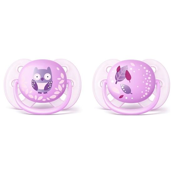 Šidítko Avent Ultrasoft Deco 2ks pro holčičky 0-6m Růžová 0-6 m