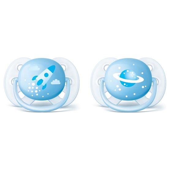 Šidítko Avent Ultrasoft Deco 2ks pro kluky 0-6m Modrá 0-6 m