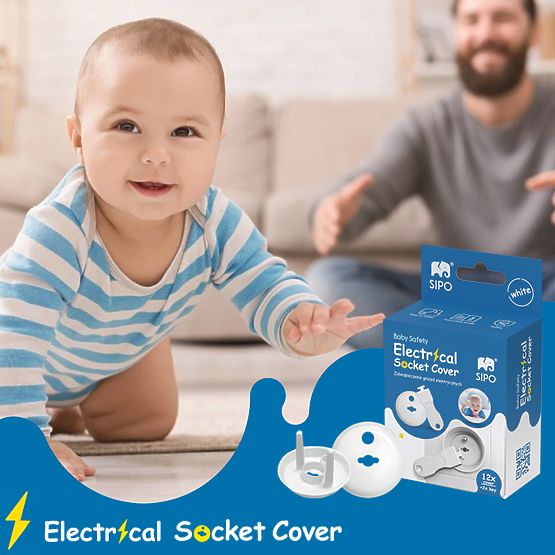 SIPO Ochranné kryty pro elektrické zásuvky, bílé - 12ks