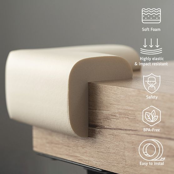 SIPO Pěnová ochrana rohů nábytku, béžová - 4 ks