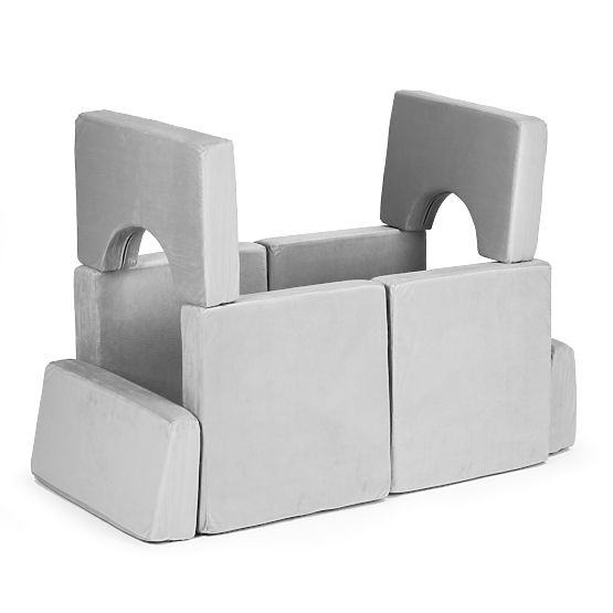 Skládací modulární pohovka pro děti velká 2místná DIY 10 měkkých polštářů - šedá ECOTOYS