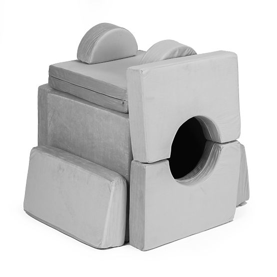 Skládací modulární pohovka pro děti velká 2místná DIY 10 měkkých polštářů - šedá ECOTOYS