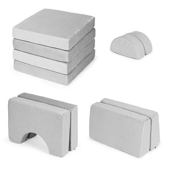 Skládací modulární pohovka pro děti velká 2místná DIY 10 měkkých polštářů - šedá ECOTOYS