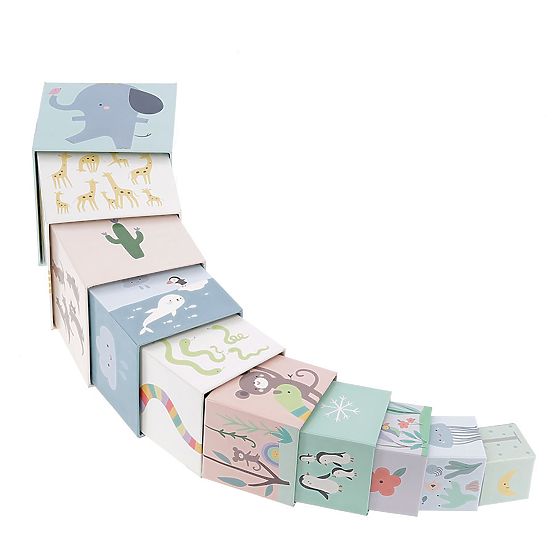 Skládací věž z kostek - zvířata světa s čísly 1-10