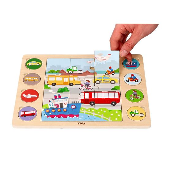 Skládačka 2v1 Vozidla - puzzle a hra najdi stín