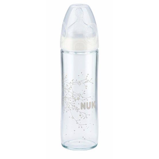 Skleněná kojenecká láhev NUK New Classic 240 ml Transparentní