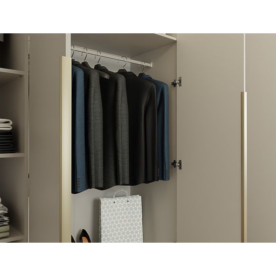 SKŘÍŇ SENSO 4D 200 CM 4 DVEŘE ZLATÉ ÚCHYTY DO OBÝVÁKU LOŽNICE KAŠMÍR BÉŽOVÁ