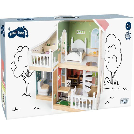 small foot Dřevěný domeček pro panenky s terasou