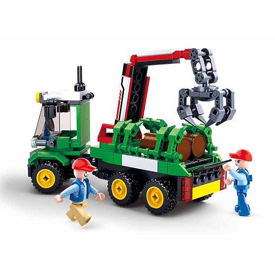 Stavebnice Sluban Town Farma M38-B0778 - Traktor s přívěsem na klády