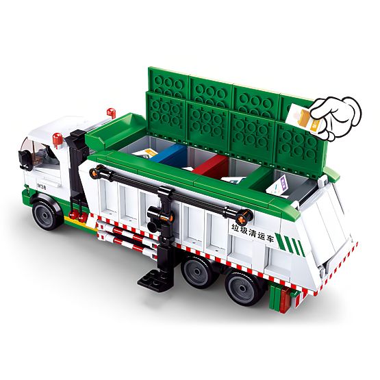 Stavebnice Sluban Town M38-B0780 - Popelářský recyklační vůz + hra s kartami