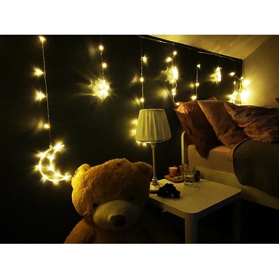 Světelné řetězy měsíce a hvězdy vánoční osvětlení 96LED
