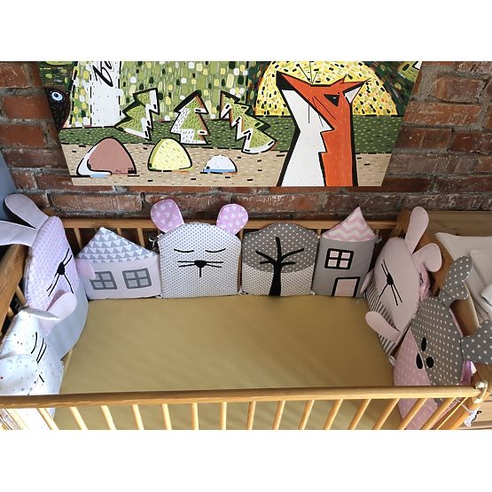 Sweet Dream - Modulový mantinel do postýlky - růžovo-šedý