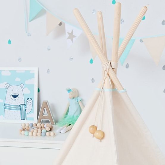 Teepee Béžové s mátovým detailem