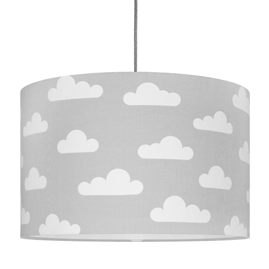 Textilní závěsná lampa Obláčky - šedá