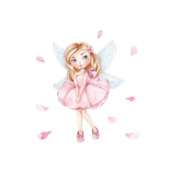 Truhla na hračky Daria bílá s potiskem Dívka s křídly