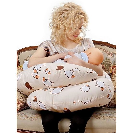 Univerzální kojící polštář ve tvaru C New Baby Sovičky béžový