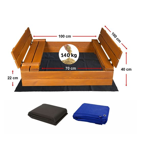 Uzavíratelné pískoviště s lavičkami 100x100 cm